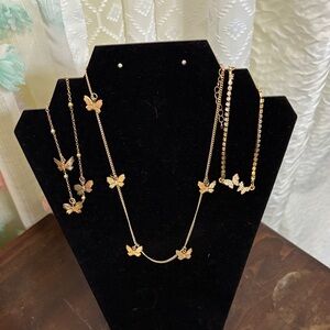 Gold Butterfly Jewelry Set